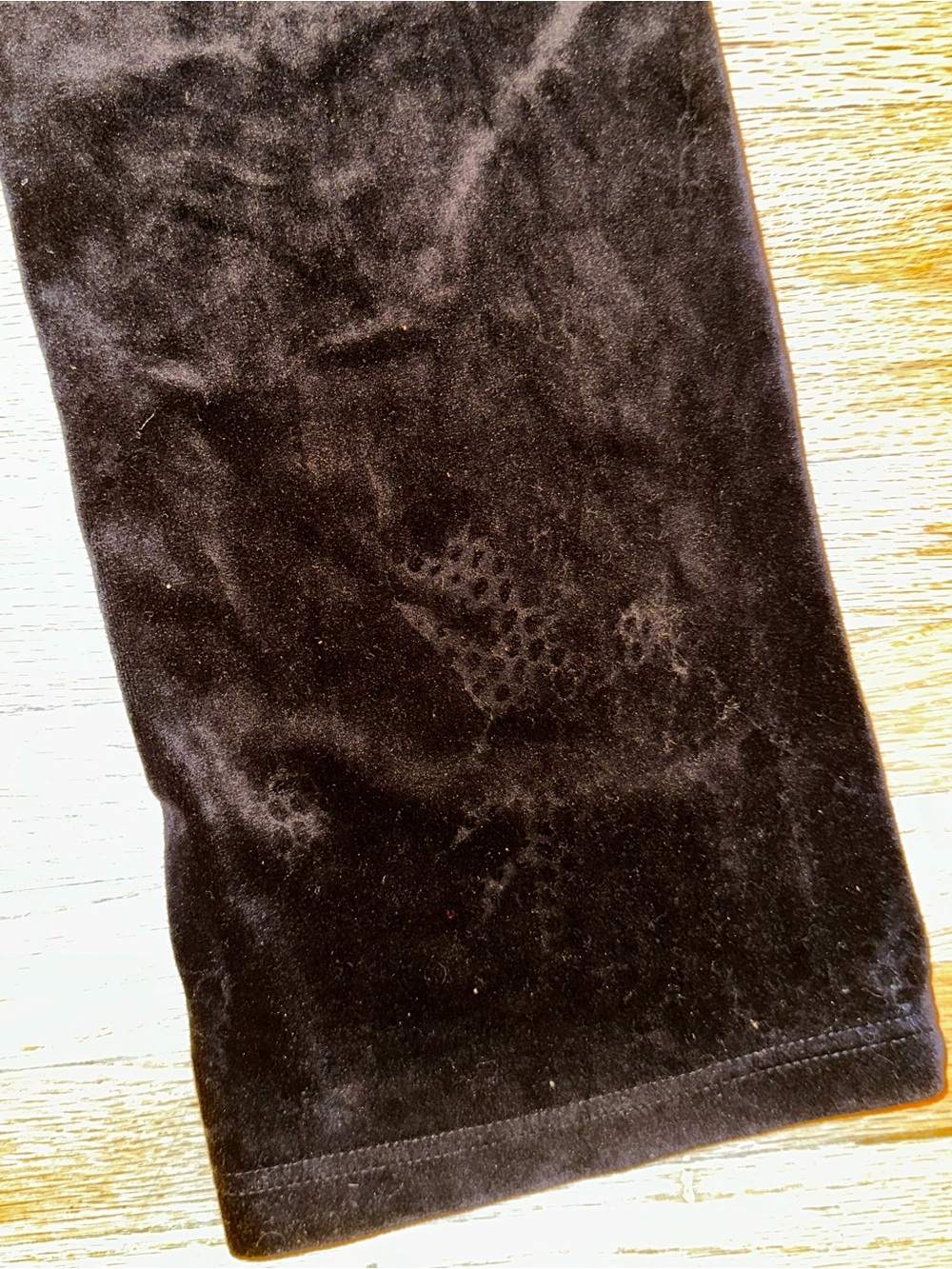 Y2K Distressed Juicy Couture Black Rhinestone Velour Pants - Picture 7 of 10